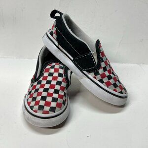 Toddler Kids Vans Off The Wall Slip On Sneakers Shoes Red Checkers 8.5